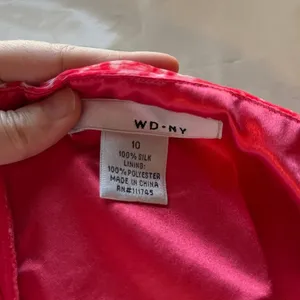 NWT WDNY Silk Hot Pink Ruched Floral Strapless Sequin Midi Tea Dress thumbnail 8