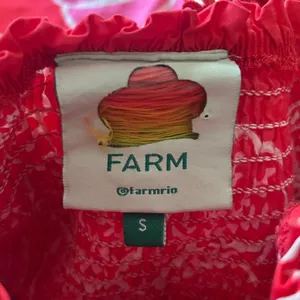 Farm Rio Summer Sunrise Mini Dress Small Red Smocked Puff Sleeve Tropical Summer thumbnail 8