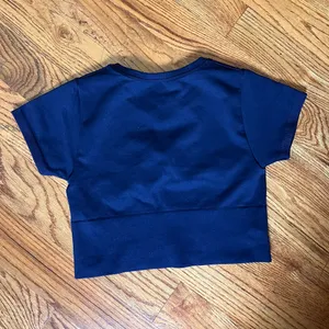 Aerie Offline Navy Crop Workout Shirt thumbnail 4