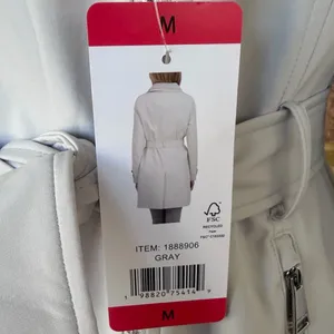 Halston Heritage NEW Halston Women's Belted Wrap Silver Collared Trench Coat With Pockets, Size M thumbnail 16