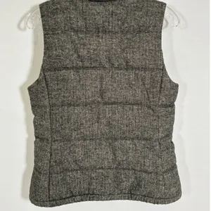 Old Navy Womens Gray Herringbone Puffer Vest Wool Blend Funnel Neck Small thumbnail 10