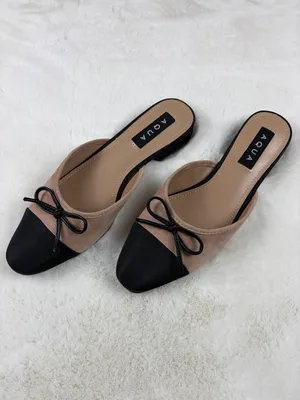 AQUA Ballet Snip Toe Flats NEW Black/Nude 6 thumbnail 6