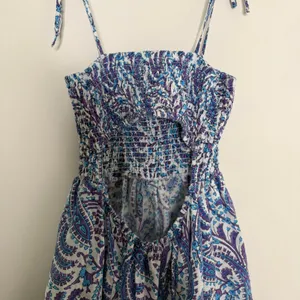 J.Crew Smocked Back-Cutout Paisley Maxi Dress Blue Purple Women Size M thumbnail 7