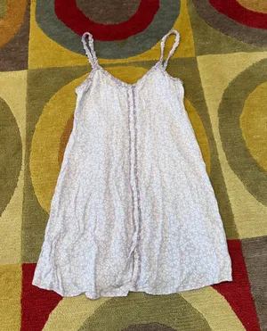 Aerie Purple White Very Mini Short Sundress Ruffle Spaghetti Straps Size Small thumbnail 1