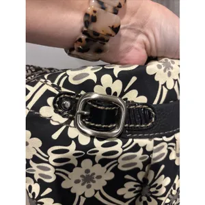 FOSSIL Vintage Women's Shoulder Bag Purse‎ ~HOBO~Black And Cream~Quilted~Floral thumbnail 4