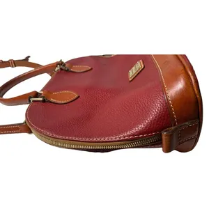 Dooney & Bourke Medium Red Leather Domed Satchel Bag Purse Shoulder Top Handle thumbnail 4
