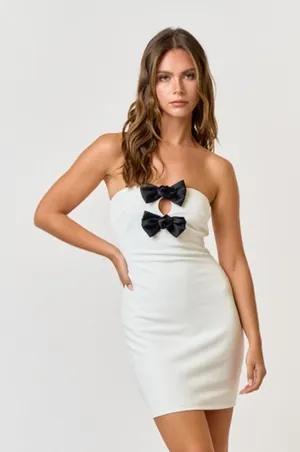 Rosette Bow Detail Tube Bodycon Dress thumbnail 1