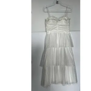 Lulus 2010s Ivory Swiss Dot Mesh Bustier Tiered Dress Medium thumbnail 10