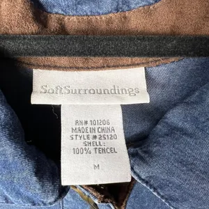 Soft Surroundings Blue Chambray Denim Shirt Blouse Long Sleeve Tunic Top Women’s thumbnail 4
