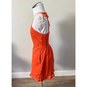Abercrombie Terracotta Tie Strap Ruffle Hem Mini Dress thumbnail 6