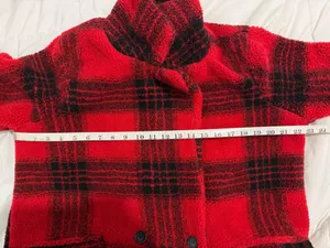 Stoosh Peacoat Jacket Double Breasted in Red and Black Plaid Size L thumbnail 11