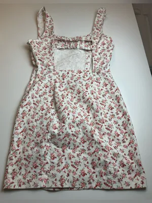 Forever 21 White Mini Summer Dress with‎ Pink Floral Print Size M thumbnail 2