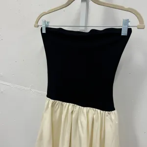 Commence Strapless Two Tone Mini A-Line Dress XS‎ Beige Black Babydoll Romantic thumbnail 6