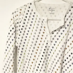 Roller‎ Rabbit X Peloton Size Small White Printed Henley Pajama Top thumbnail 2