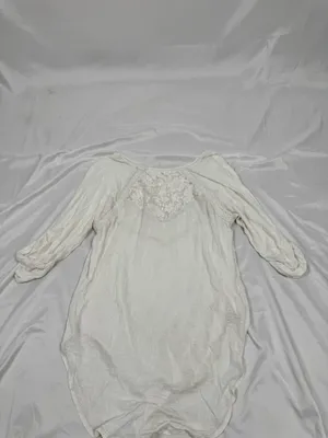 Free People White Embroidered Boho Top Women’s Small Lace Yoke 3/4 Sleeve Hi Low thumbnail 6