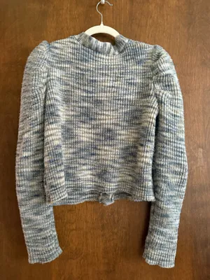 Multicolored sweater with puff shoulders Gray thumbnail 2
