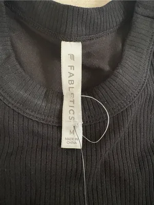 Fabletics Black Ribbed High-Neck Tank built in bra thumbnail 4