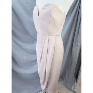 Shona Joy Blush Strapless Draped Cocktail Midi Dress Light Pink‎ 6 USA Wedding thumbnail 4
