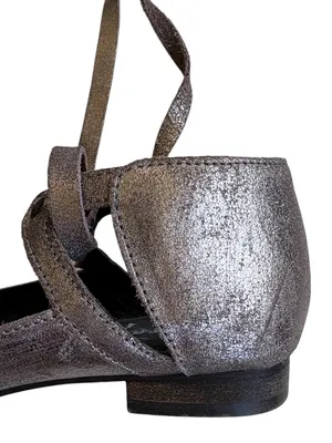 Free People Leather Atlas Metallic Ankle Wrap Ballet Flats Size 6.5 thumbnail 4