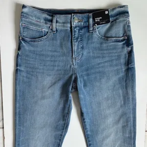 Express‎ Skyscraper Mid Rise Hyper Stretch Flare Jeans Blue Split Hem 6R NEW thumbnail 12
