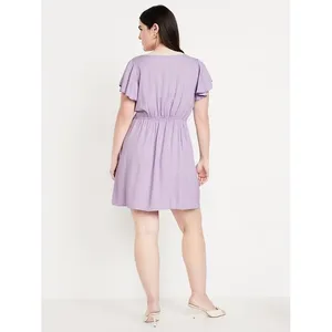 Old Navy NEW Women's‎ XXL Lavender Fit & Flare Crepe Lace-Trim Feminine Pastel Mini Dress thumbnail 2