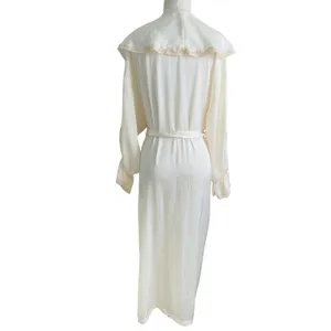 Vintage Etienne Cream Lace Peignoir Robe Small Embroidered Dressing Gown thumbnail 11