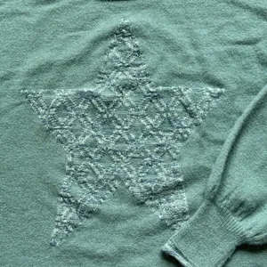Democracy Space Dye Star Sweater Top Green Blouson Sleeve Ethereal Indie‎ Twee thumbnail 5