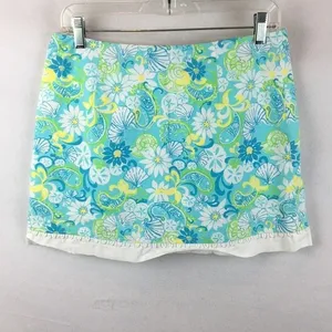 Lilly Pulitzer Blue Floral Shell Beach Coastal Print Skort Shorts Mini Skirt 8 thumbnail 3