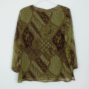 Bob Mackie Womens Art To Wear Silk V Neck Sequin Top‎ Size 14 3/4 Sleeve Office thumbnail 7