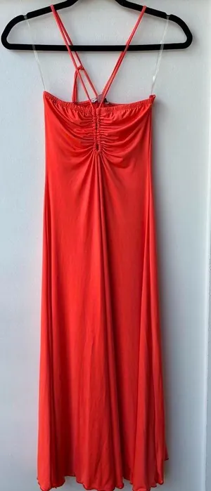 Sincerely Jules Orange maxi dress with cami halter straps thumbnail 1