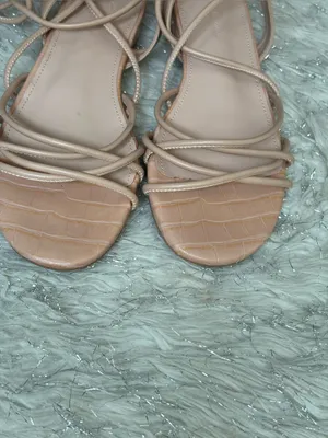 Ermonn Women's Tan/Pink Lace-Up Strappy‎ Flat Sandal Size 7.5 thumbnail 4