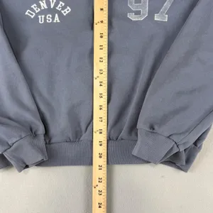 Hollister Womens Denver USA 97 Quarter Zip Sweatshirt Blue Gray Crop Fleece S thumbnail 3