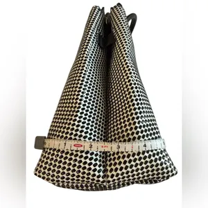 Gianni Bini Black & White Geometric Dot Structured Satchel with Gold‎ Hardware thumbnail 11
