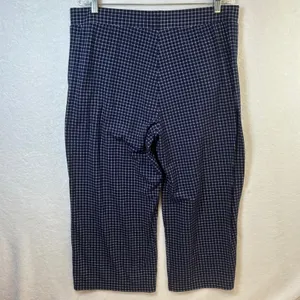 Lands End Womens Navy Blue White‎ Grid Cropped Pajama Pants Large 14-16 Pockets thumbnail 2
