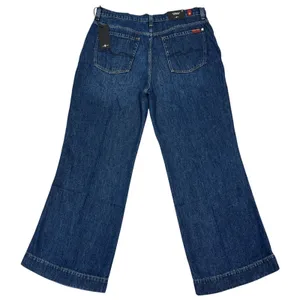 7 For All Mankind Modern Dojo Tailorless Wide Leg Jeans 33" Luray Dark Wash NEW! thumbnail 2