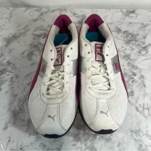 Puma Women's Turin Athletic White Pink Shoe Size 8 #559 thumbnail 2