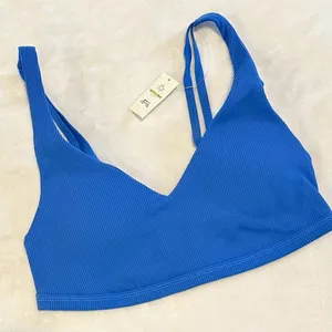 NWT Offline by Aerie Goals Blue Ribbed Padded Sports Bra - Size: Medium thumbnail 1