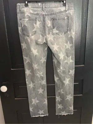 easel Gray Star-Print Skinny Jeans with Distressed Detail thumbnail 3