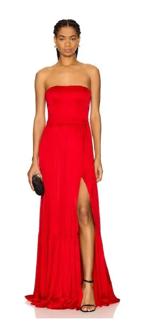 Lovers + Friends Brylee Strapless Red Gown thumbnail 1