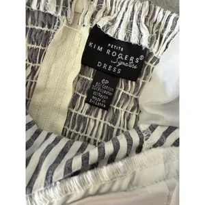 Kim Rogers Halter Dress Petite 6P Seersucker Stripe Navy White 222373KR thumbnail 5