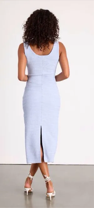 Light Blue Lulus Textured Midi Column Dress thumbnail 2