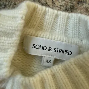 $298 Solid & Striped The Rhea Wool Cashmere Crewneck Sweater Ivory Black XS thumbnail 2