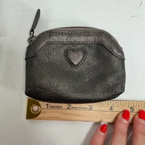 Brighton Coin Purse Metallic Bronze Leather Heart Stitched Zipper Pouch Small thumbnail 10