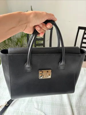 Furla Black Leather Top-Handle Satchel with Gold Hardware thumbnail 12