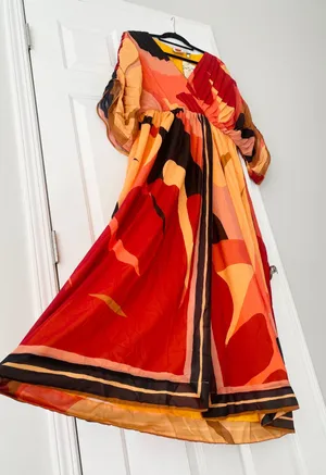 Farm Rio Pleated Wrap Front Kaftan Dress, Size S thumbnail 8