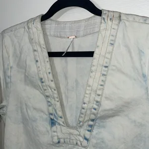 FREE PEOPLE "Dreaming of Denim" Tunic Dress/Top Cloud Wash Small (Oversized) NWT thumbnail 9