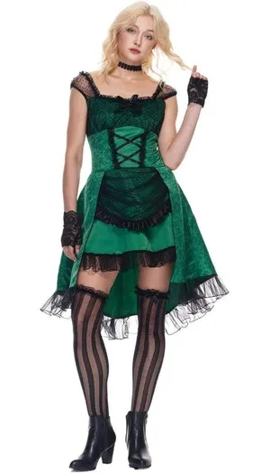 EraSpooky Ladies Western Saloon Waitress Bar Winch Halloween Costume LARGE thumbnail 1