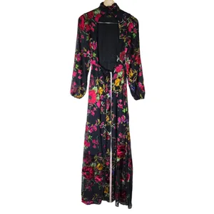 Lulus Graceful Arrival Black Floral Burnout Backless Maxi Dress S thumbnail 4