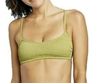 Xhilaration Smocked Bralette Bikini Top Olive Green Swim Size X-Small NWT thumbnail 1
