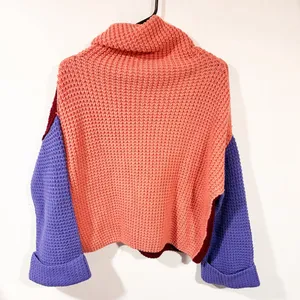 Free People Party City Oversize Chucky Knit Color Block Turtle‎ Neck Size XS thumbnail 6